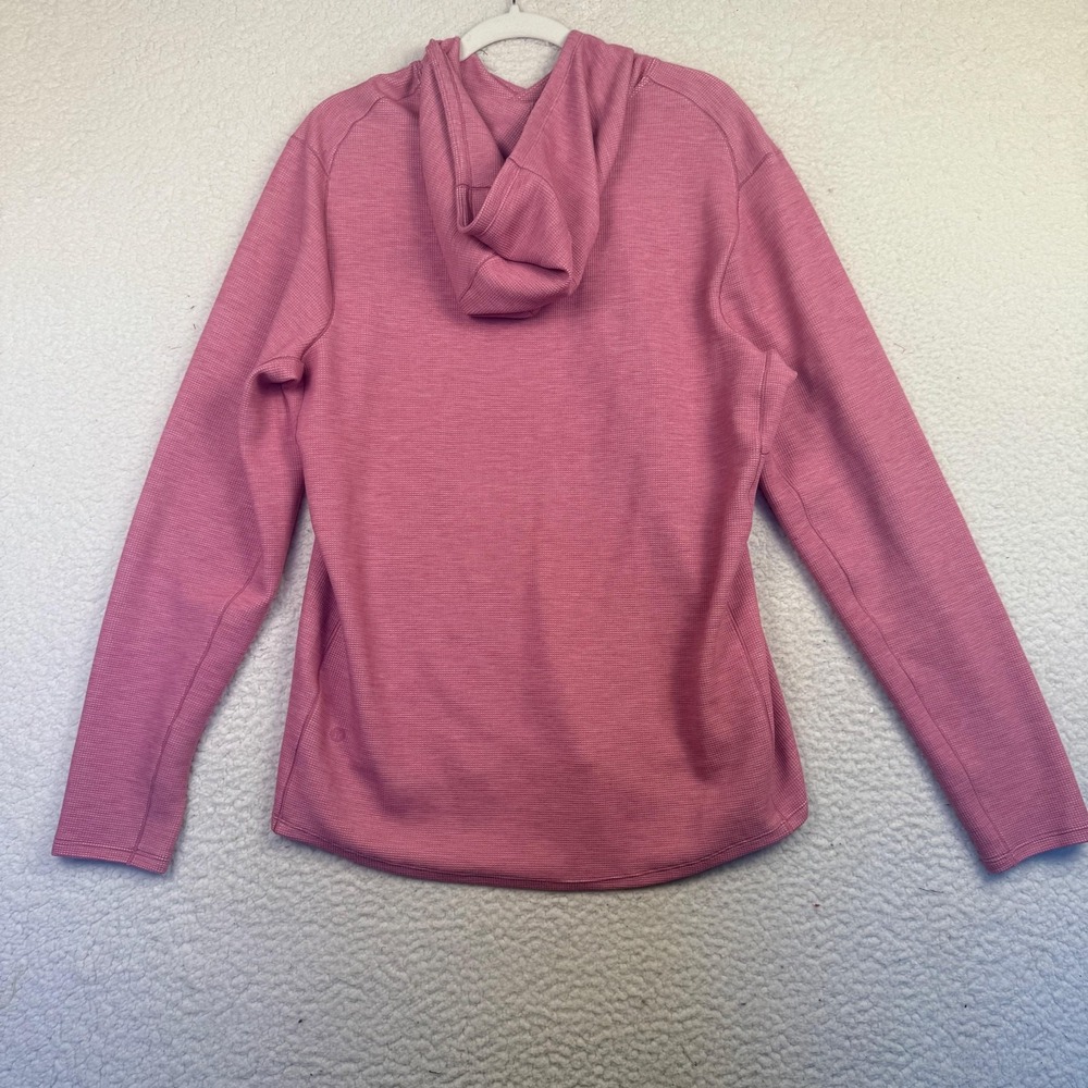 Lululemon Hoodie Womens Medium Pink Waffle Knit Long Sleeve Cozy Pullover Top - Picture 2 of 7